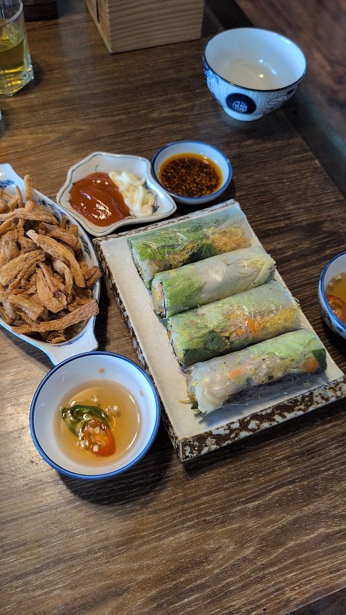 Spring Roll, Crispy Srispy (seitan) at Cơm chay/ nhà hàng chay Mandala in Da Lat