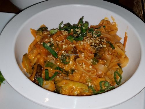 Pad Thai with side salad at Mantras - San Pedro in San Pedro