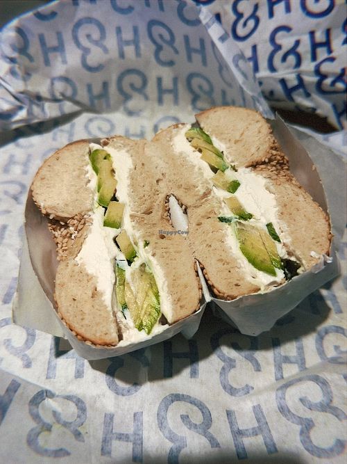 Garden bagel sandwich with tofu cream cheese   at H&H Bagels in Pinecrest