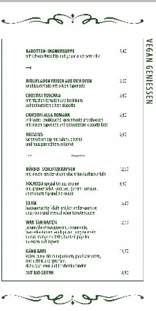 Vegan Menu at Cammerlander Market Bar in Innsbruck