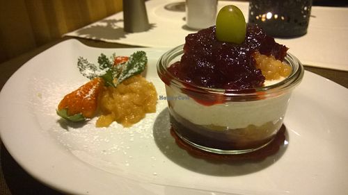 Vegan lingonberry-apple tiramisu  at Cammerlander Market Bar in Innsbruck