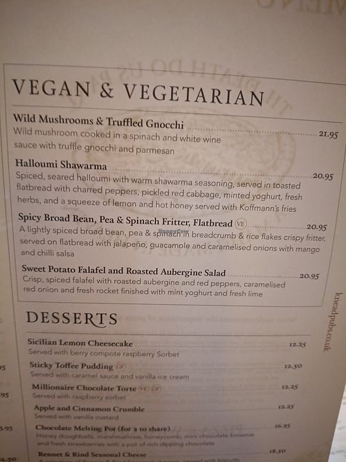 Menu section. Pizza and related things also available at Tobie Norris in Stamford