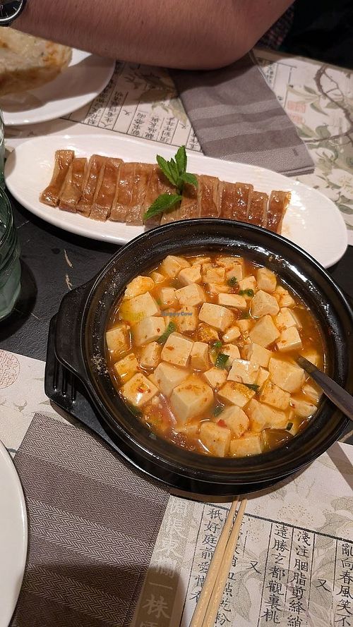 Mapo tofu (below average) and tofu rolls at Meishimeike-Anatra alla pechinese Torino in Turin