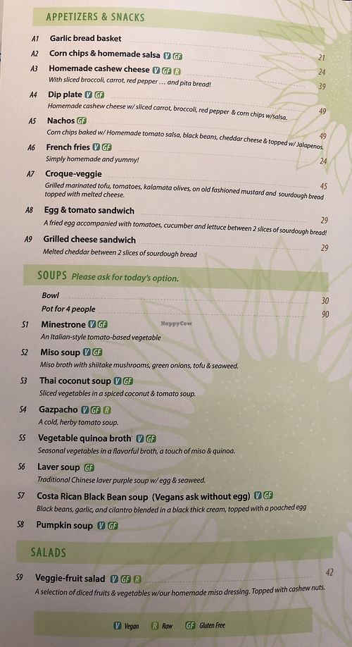 Lunch/Dinner Menu; served noon to close at Mood Food Energy Cafe in Yangshuo