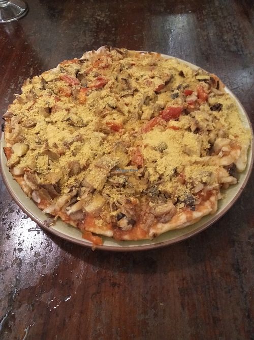 Vegan pizza. at Mood Food Energy Cafe in Yangshuo