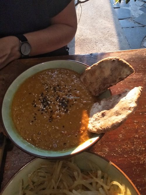Vegan Indian dahl at Mood Food Energy Cafe in Yangshuo
