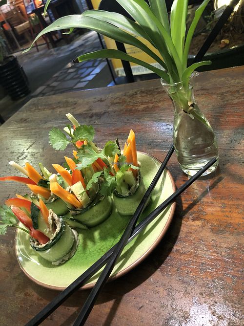 Cashew Nut Cheese Roll (Vegan).  So good!! at Mood Food Energy Cafe in Yangshuo