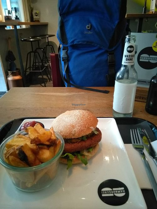 The 'Persian' burger and fries at Hamburgerei in Munich
