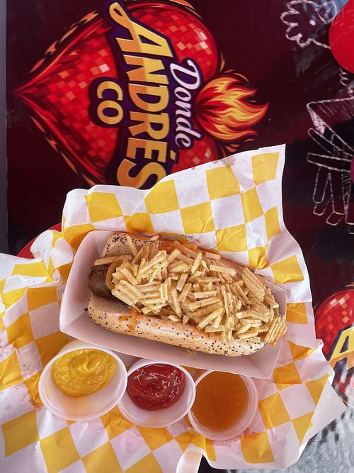 Vegan hotdog  at Donde Andres in Denver