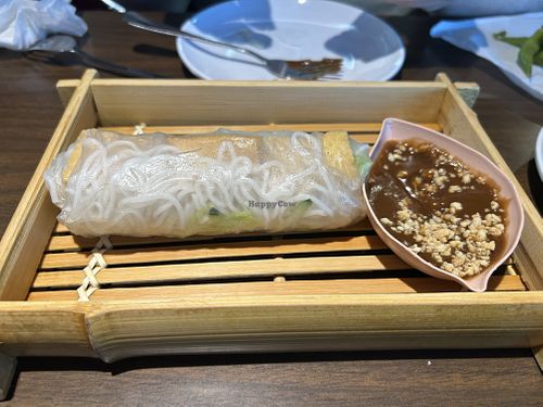 Fresh crispy tofu spring roll with peanut sauce   at Pho Lover in Galesburg