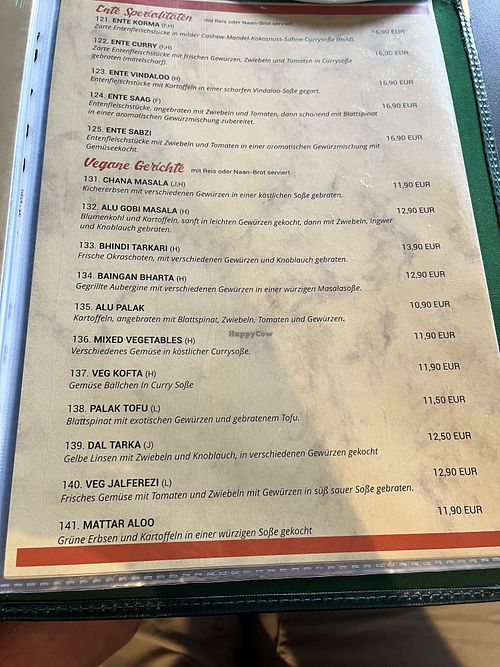 Große Auswahl an veganen Gerichten  at Taste of India - Kleinwallstadt in Kleinwallstadt