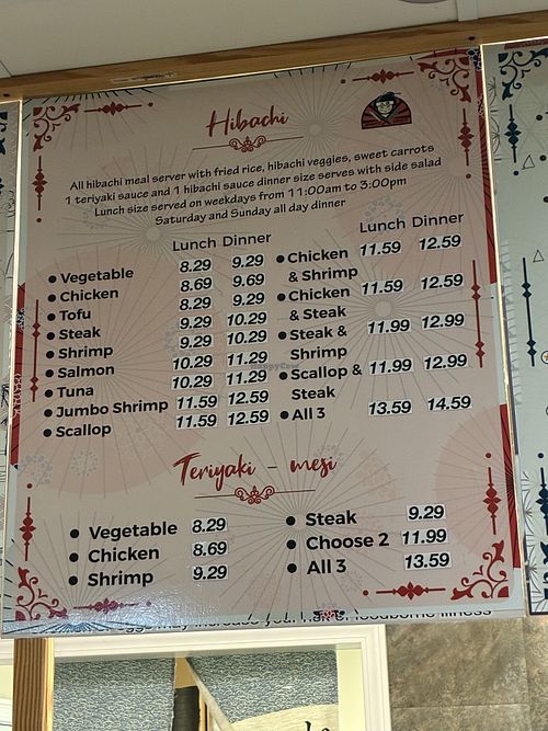Menu  at Japanese Express in Mobile