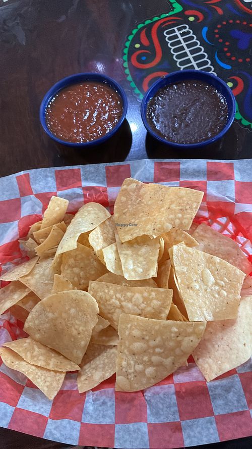 Chips bean dip and salsa  at Mama's Tacos Delicioso Of Pensacola in Pensacola