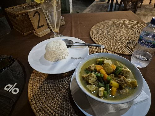 Green Curry with Tofu and Tempeh at Sambali Restaurant Lembongan in Penida Island