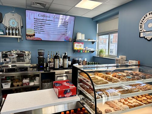Bakery counter  at Carriage Town Bakery in Flint