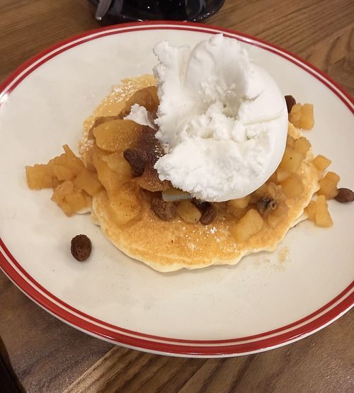 The Hot Bavarian Apple pancakes are so fluffy and are one of my favourite go to comfort foods. Staff are lovely, welcoming and extremely helpful.  at The Original Pancake Kitchen Golden Grove in Golden Grove