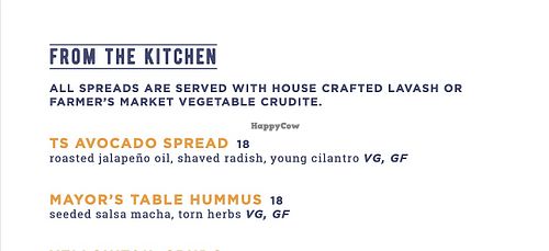 Vegan Options (VG = Vegan)  at Topside Roof Deck in Newport Beach
