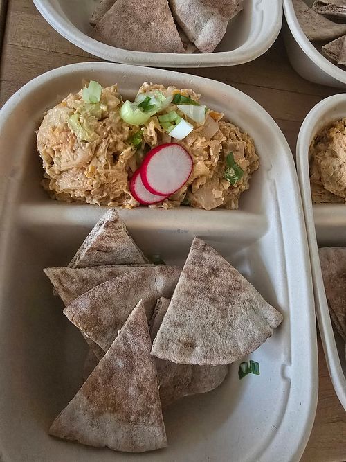 White Bean Dip with  Pita at Ruby Reds Vegan Ready-to-Eat Meals in Washington