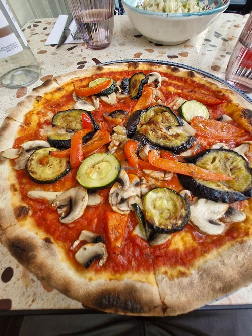 Vegetarian Pizza, without cheese. at Fano Restaurant in East London