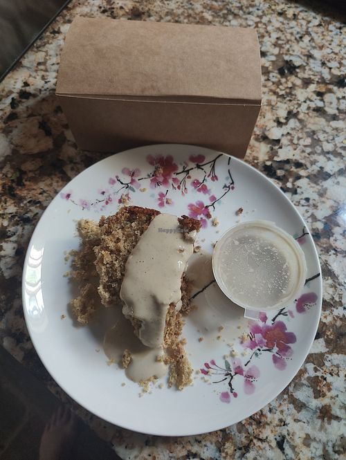 Had a takeaway - pistachio cake with a pistachio cream - all vegan - totally yummy 😋 Probably the best vegan cake I have ever had, not sickly sweet and full of flavour! at The Joyful Sprout Ltd in Ware