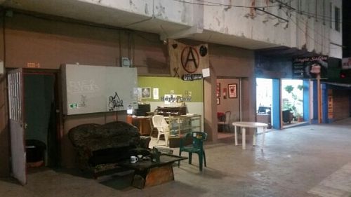 outside at Cafe-A in Tijuana