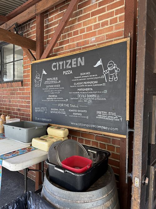 menu  at Citizen Pizza in Oakland