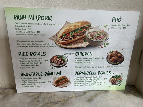 Food options  at Chu's Banh Mi in Windsor