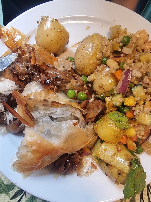 Mushroom+Guinness Pie at Rainbows End Cafe in Glastonbury