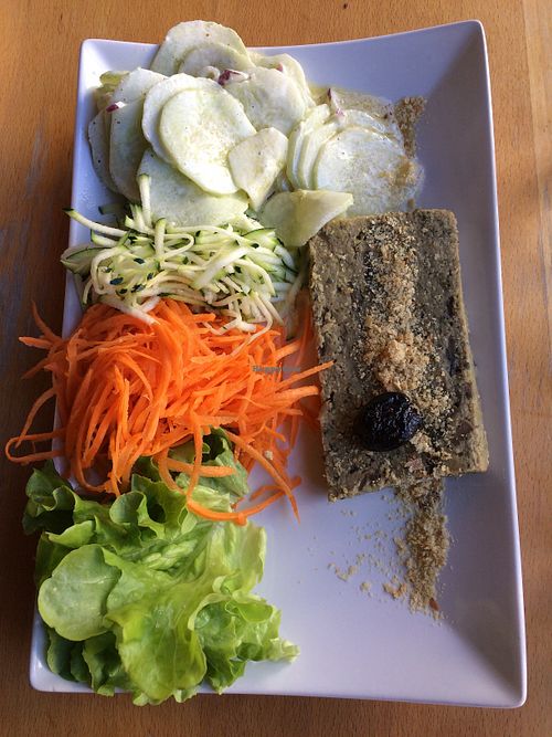 Starter was fresh salad and a mushroom terrine at La Petite Marche in Dijon