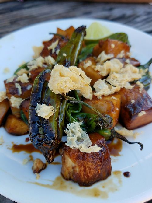 shoshito peppers and tofu at MiHo Izakaya in Portland