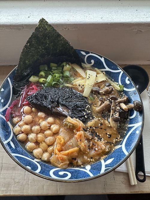 Spiced Kinoko Ramen with Miso seasoning  at SOUP DL  in Dublin