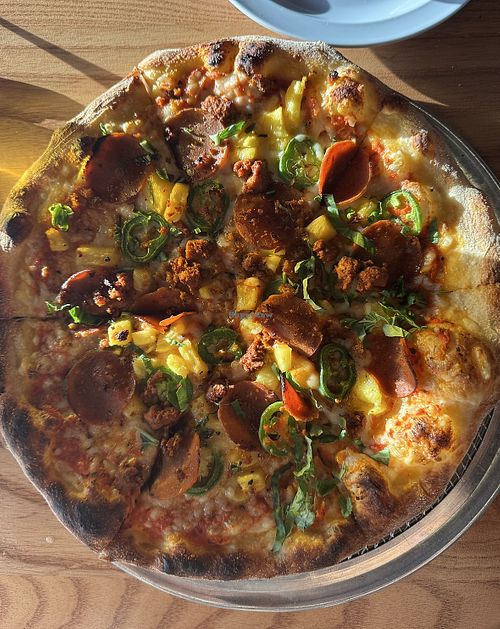 Meat Haters 12" w jalapeños and pineapple  at North Park Beer Company Pizza Shop in San Diego