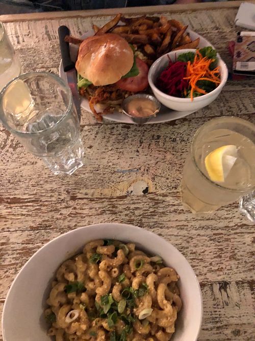 Mac and cheese and mighty Mac burger  at MeeT on Main in Vancouver