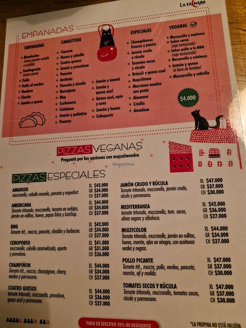 Ask for the vegan pizza menu barcode at La Fachada (Palermo) in Buenos Aires