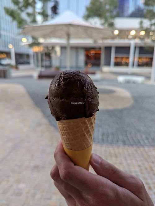 Vegan dark chocolate ice cream at Gusto Gelato  in Perth