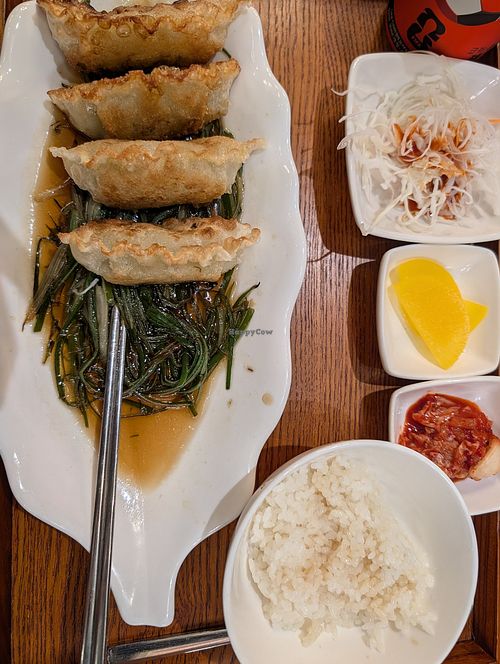 Fried vegetarian dumplings with soy combo (6 dumplings in total) at Jjang Mandu Ungbu - 짱만두 웅부점 in Andong