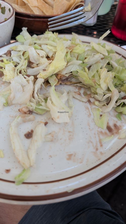 Lil bean and rice tostada at Mariposa Castillo's Mexican Restaurant in Mariposa