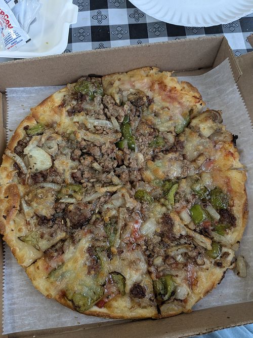 vegan Philly cheesesteak Pizza at Pepperoni Express in Shrewsbury
