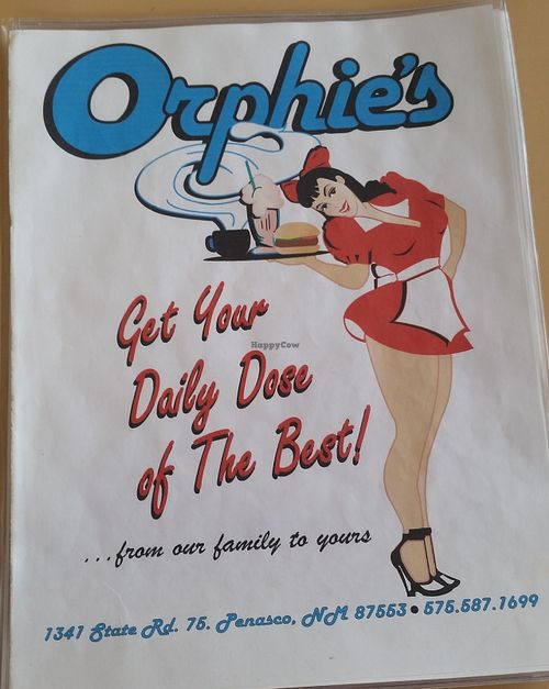 Menu Cover at Orphie's in Penasco