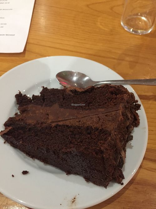 Vegan and organic chocolate cake at Karamel in North London