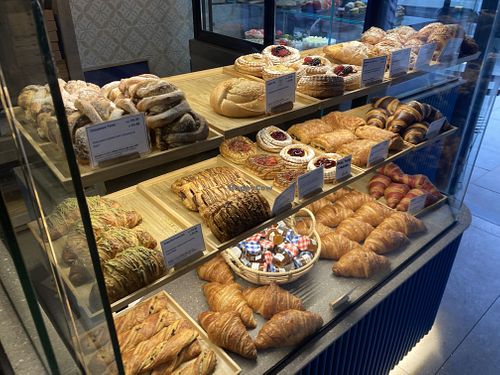 I got the sweet tahini pie, third from left on the top. Vegan options are clearly labelled and staff is helpful.   at Kyel Greek Bakehouse in London