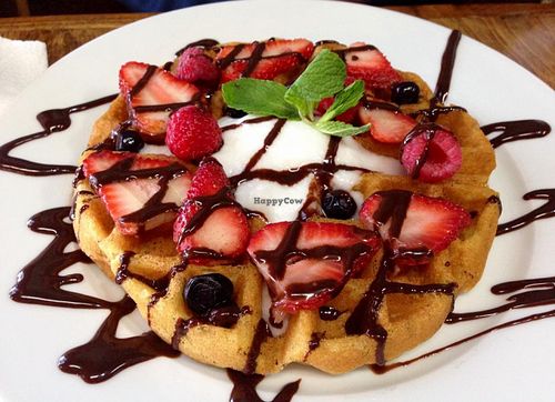 Vegan waffle!!!! at Kind Cuisine in Boise