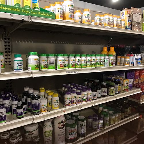 Supplement selection at Mercado Santa Carmela in Cabo San Lucas