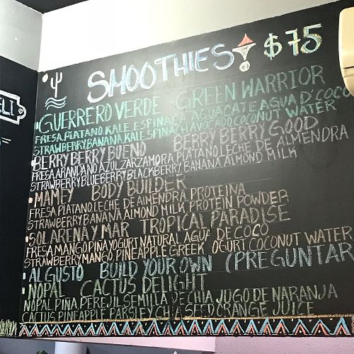 Vegan smoothies at Mercado Santa Carmela in Cabo San Lucas