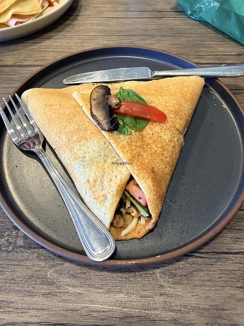 Veggie bear. Ask for vegan so that you get the vegan batter, vegan butter on the grill, and vegan cheese.  at Bearry Sweet in South Lake Tahoe