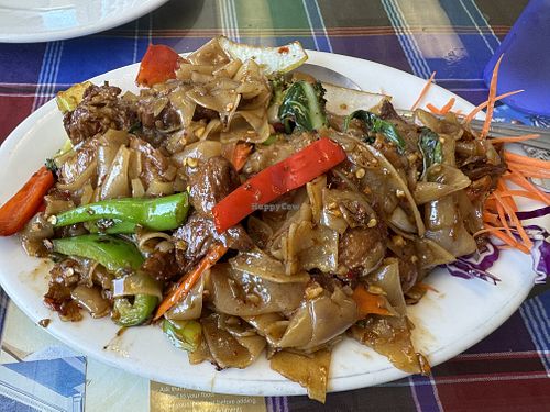 Drunken noodle w mock duck  at Sang Dao Restaurant in San Diego