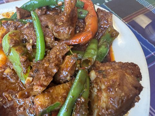 Phad pet w mock duck  at Sang Dao Restaurant in San Diego
