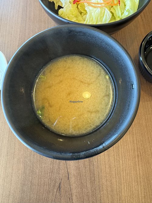 Miso soups made vegan (without bonito flakes)  at BADA SUSHI in Acton