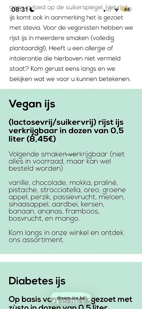 Vegan take away   at Dream Ice in Dendermonde