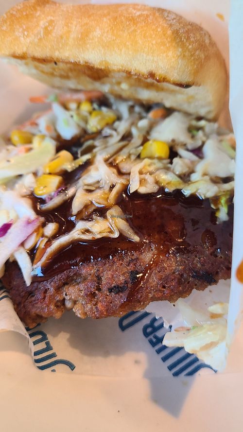 Vegan Smashburger with slaw and steak sauce at Silver Diner in Reston